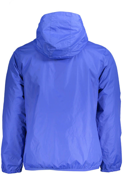 Chic Blue Hooded Waterproof Jacket