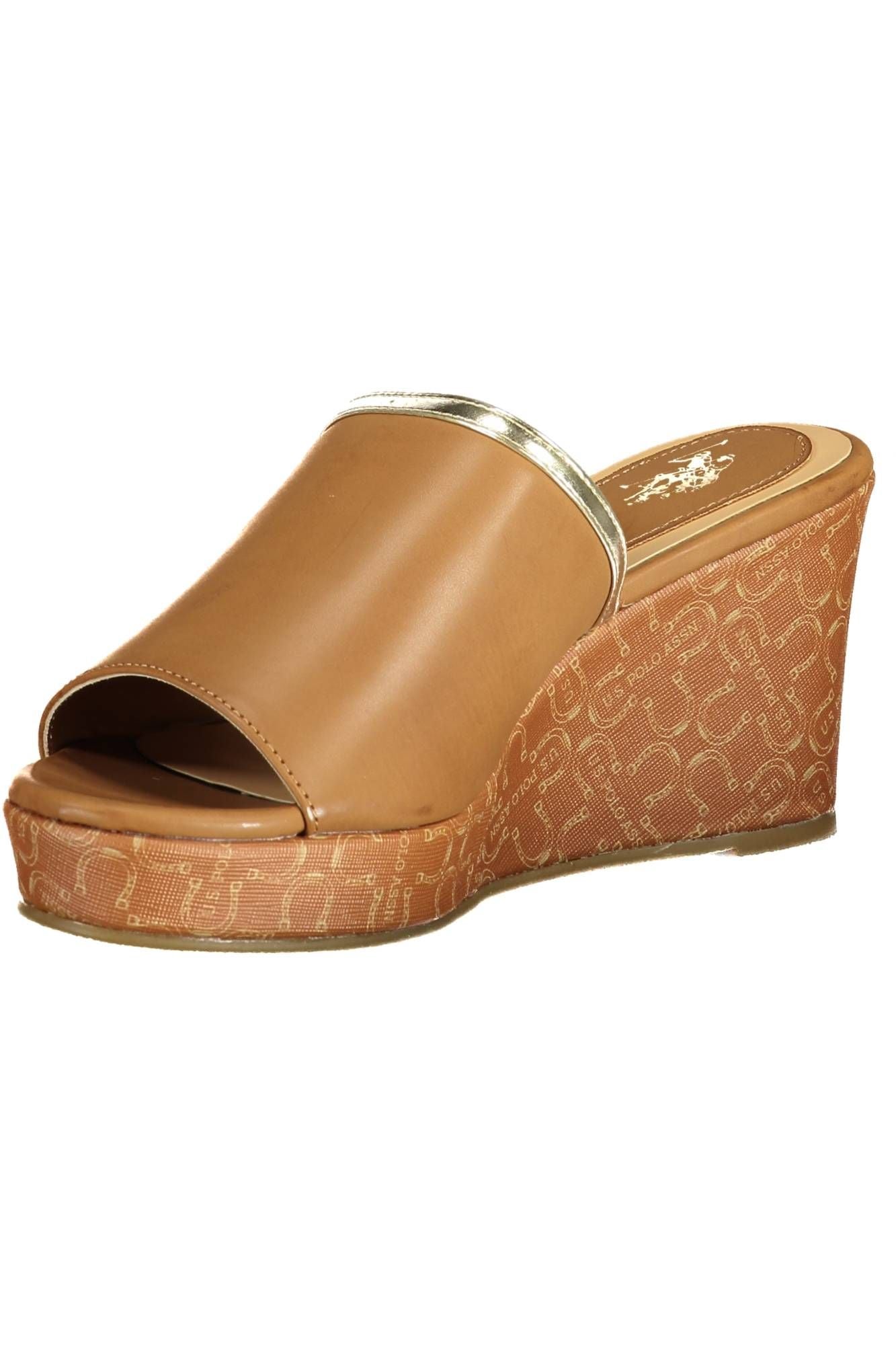 Chic Brown Wedge Sandals with Contrasting Details