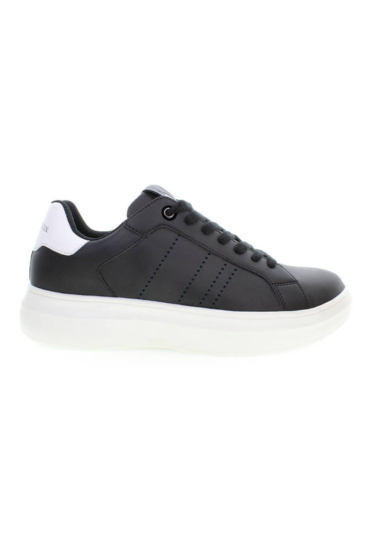 Sleek Black Sports Sneakers with Logo Detail