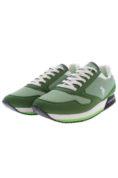 Sleek Green Sneakers with Iconic Logo Accents