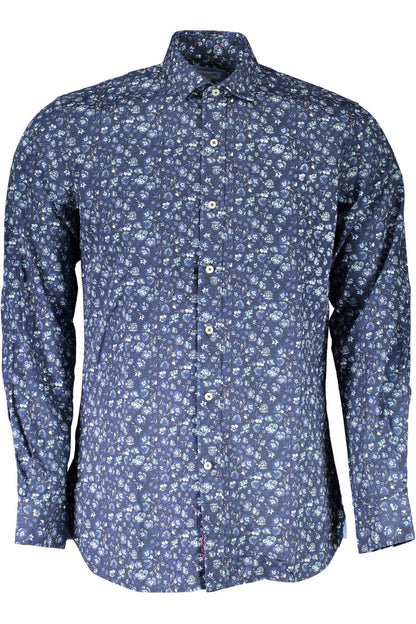 Chic Slim Fit Long Sleeve Blue Men's Shirt