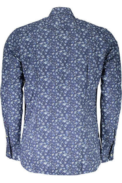 Chic Slim Fit Long Sleeve Blue Men's Shirt