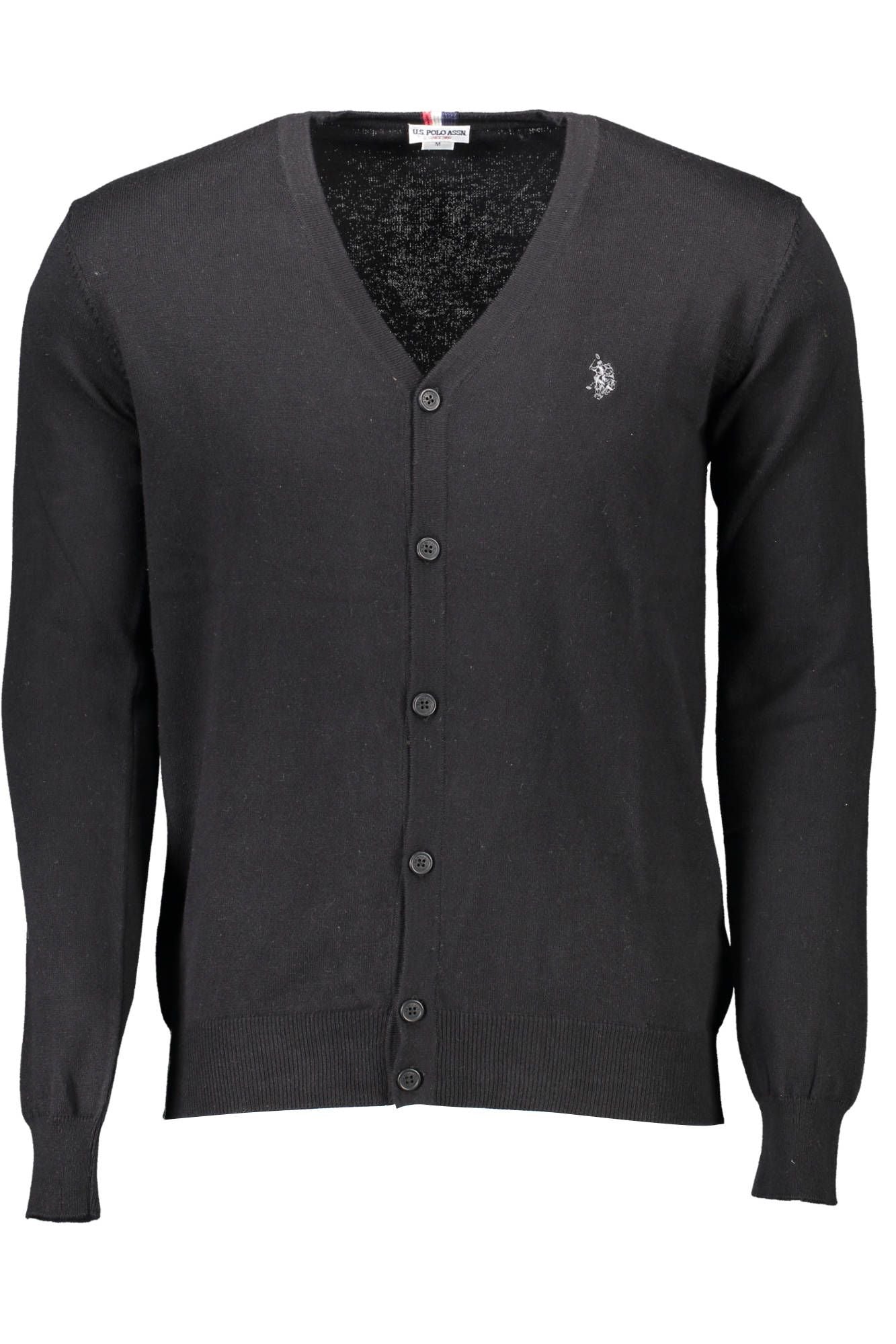 Elegant V-Neck Cotton Cardigan in Classic Black