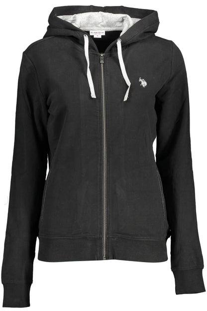 Chic Black Hooded Zip-Up Sweatshirt with Logo