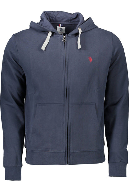 Chic Blue Hooded Sweatshirt with Embroidered Logo