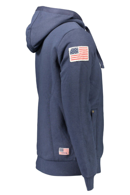 Elegant Blue Cotton Hooded Sweatshirt