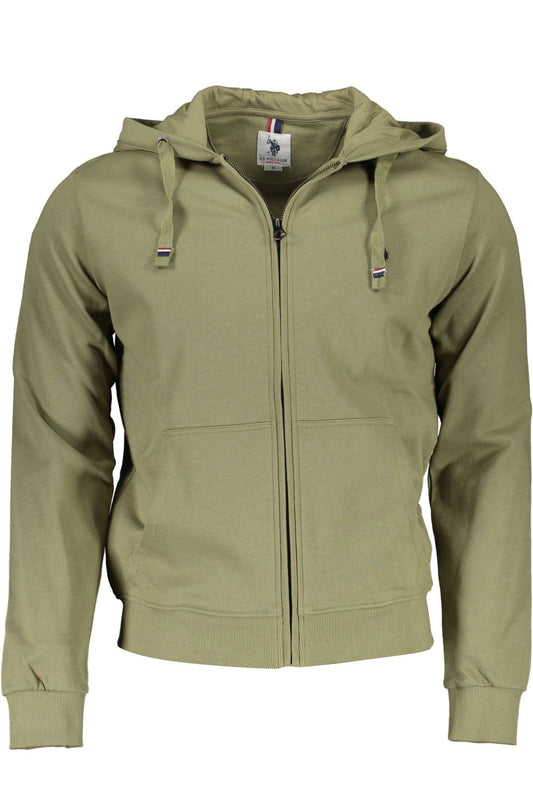 Chic Green Hooded Zip Sweatshirt