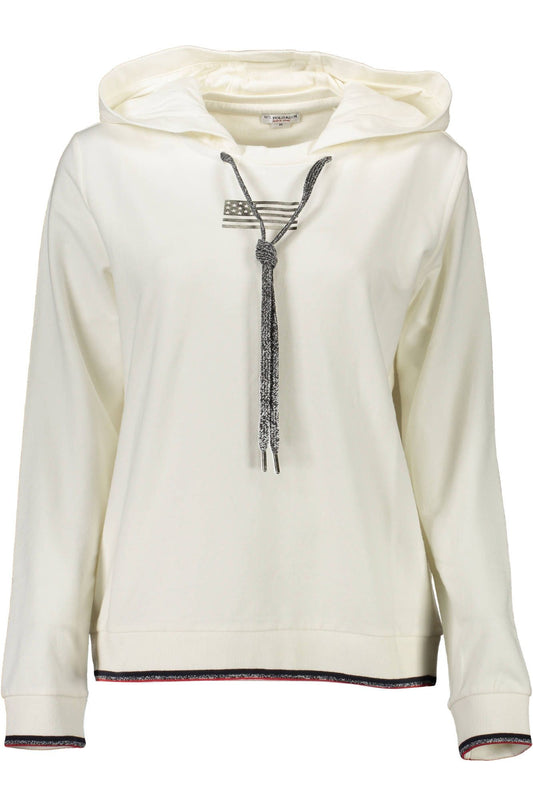 Elegant White Hooded Sweatshirt with Print Details