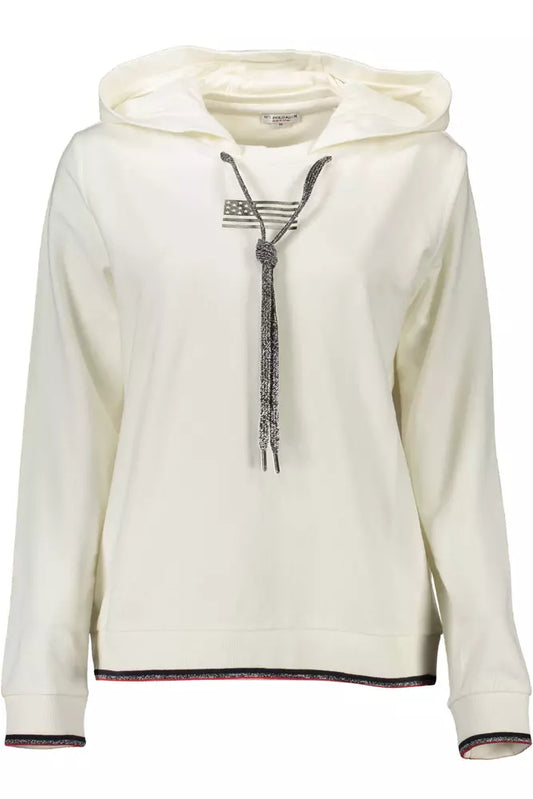 Chic White Hooded Sweatshirt with Contrast Details