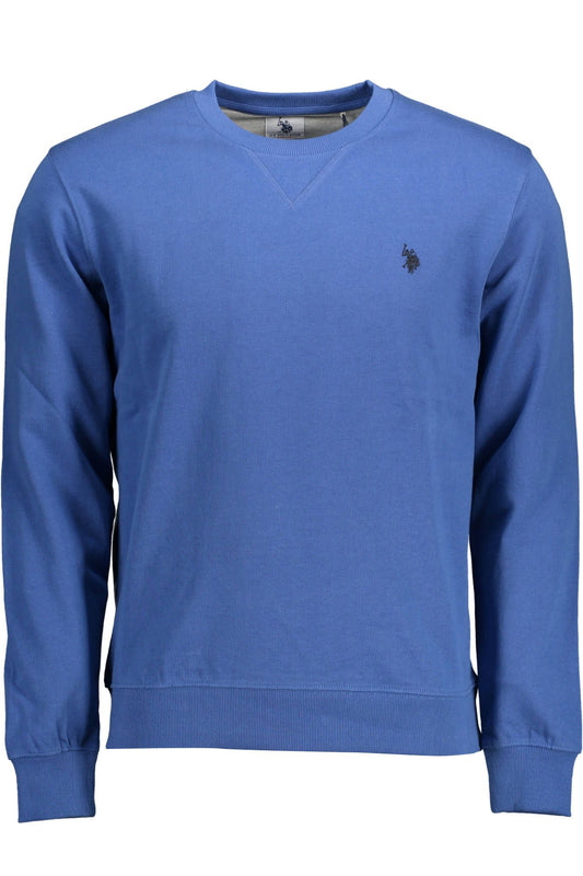 Contrast Detail Embroidered Blue Sweater