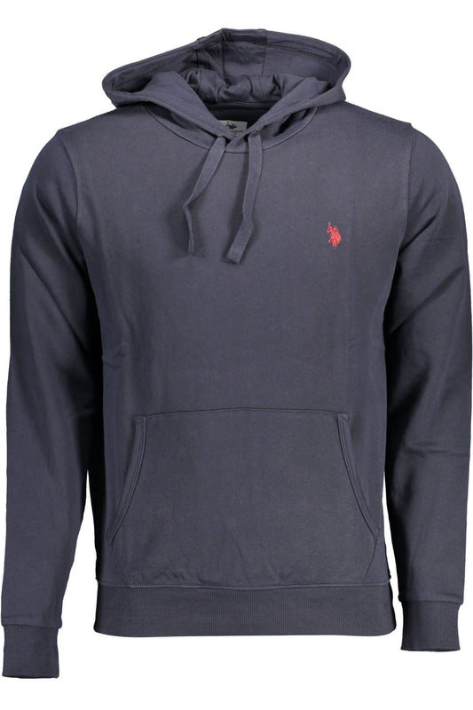 Classic Blue Hooded Sweatshirt with Central Pocket and Logo