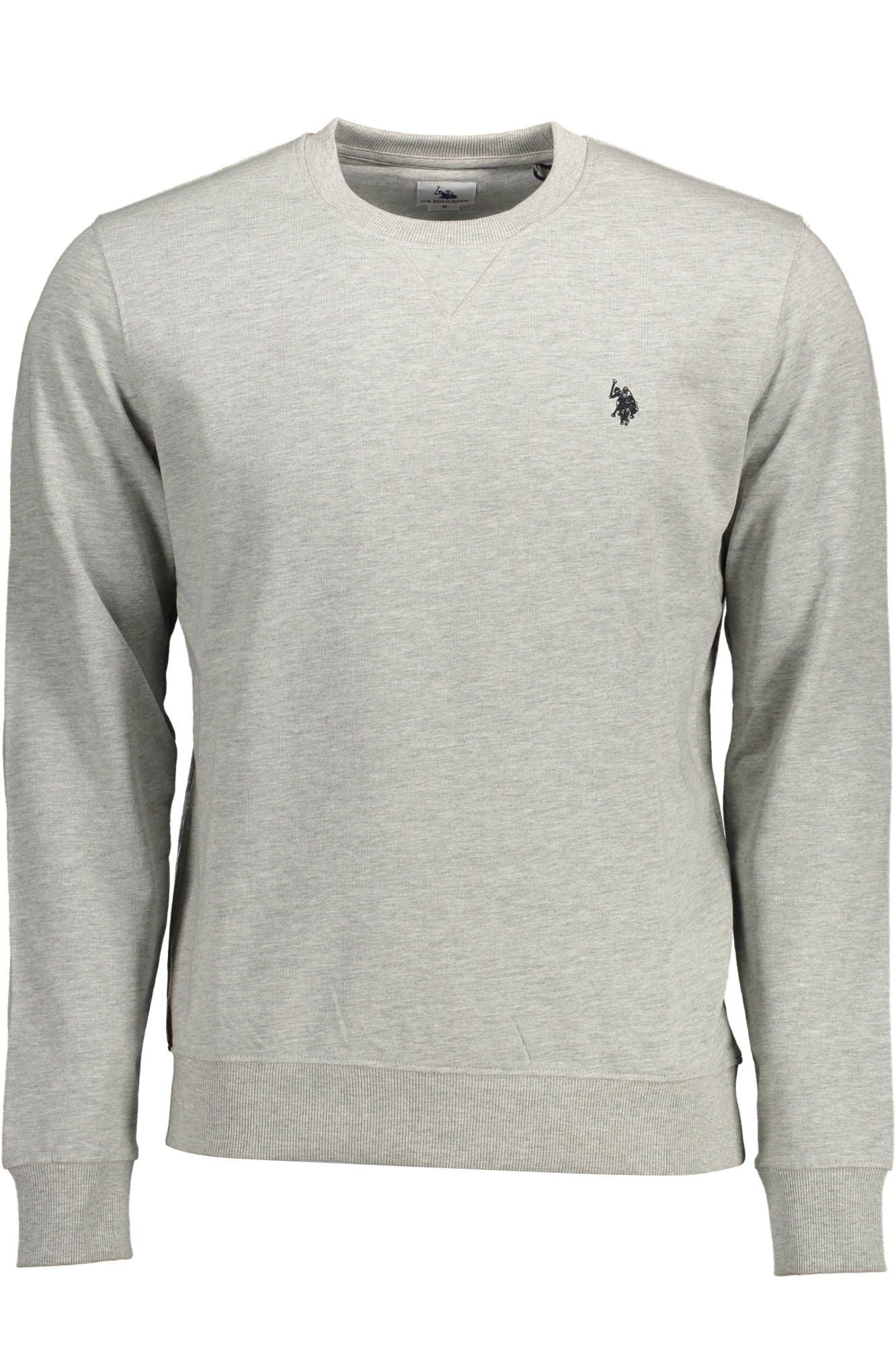 Sleek Gray Cotton Sweatshirt with Embroidery