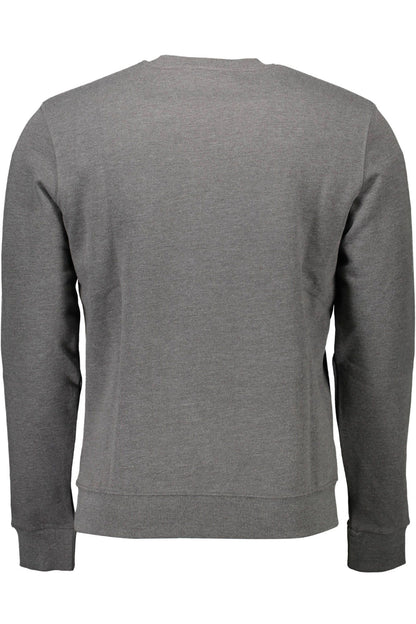 Chic Gray Round Neck Cotton Sweatshirt
