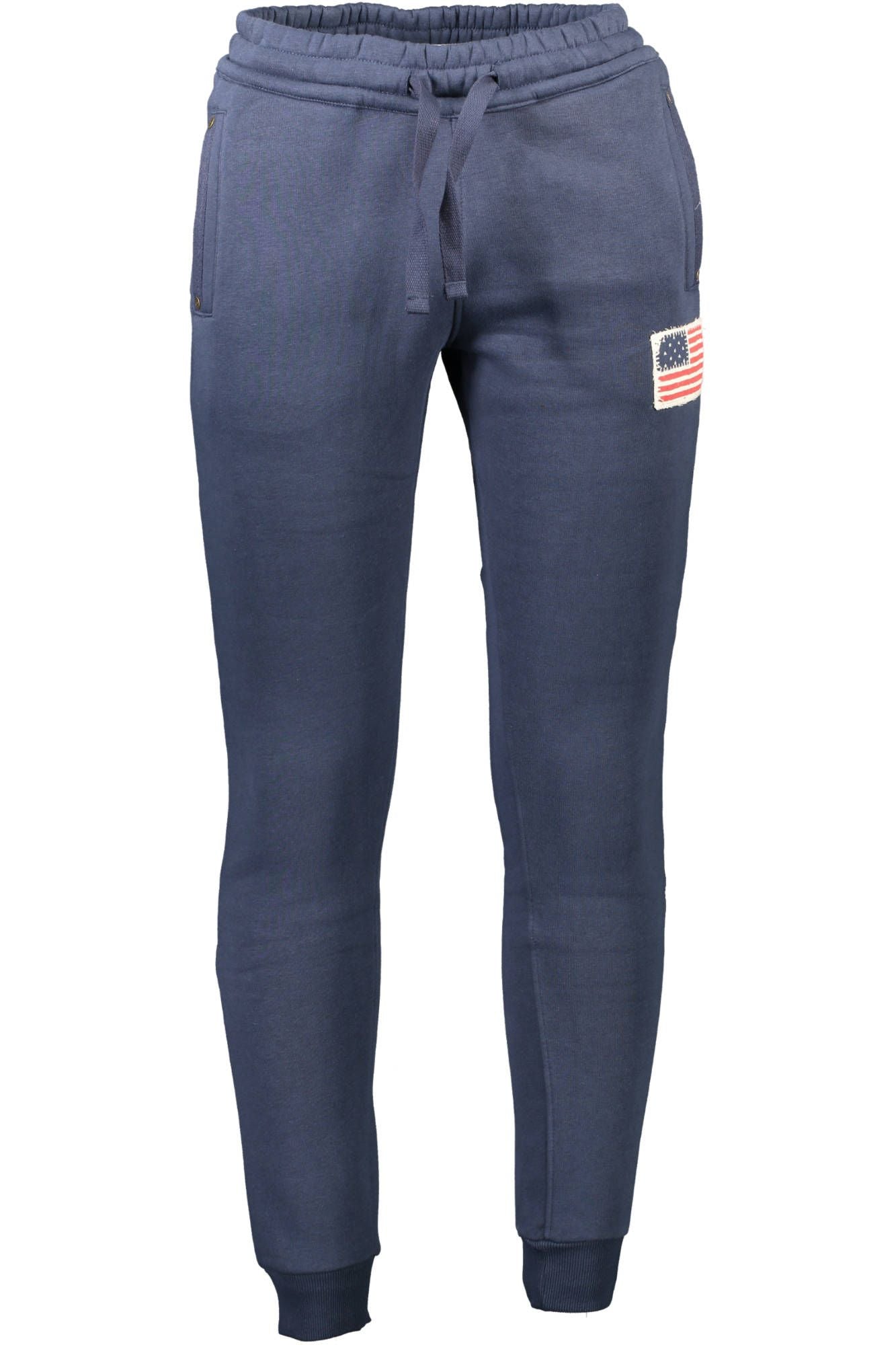 Chic Blue Cotton Sports Trousers with Logo Detail