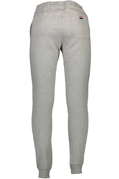 Chic Gray Sports Trousers with Embroidery Detail