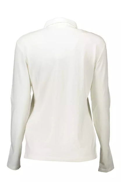 Elegant Long-Sleeved White Polo Shirt