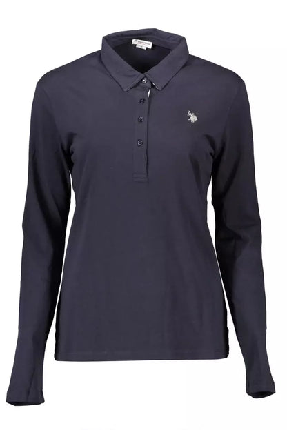 Elegant Long-Sleeved Blue Polo for Women