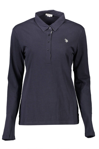 Chic Blue Long-Sleeved Polo Shirt