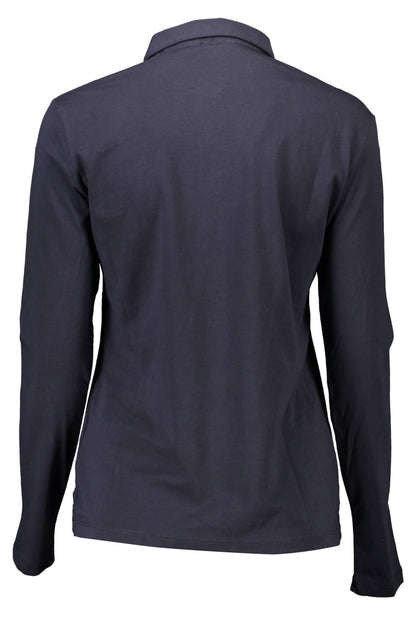 Chic Blue Long-Sleeved Polo Shirt