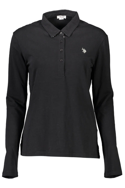 Chic Long-Sleeved Black Polo Shirt