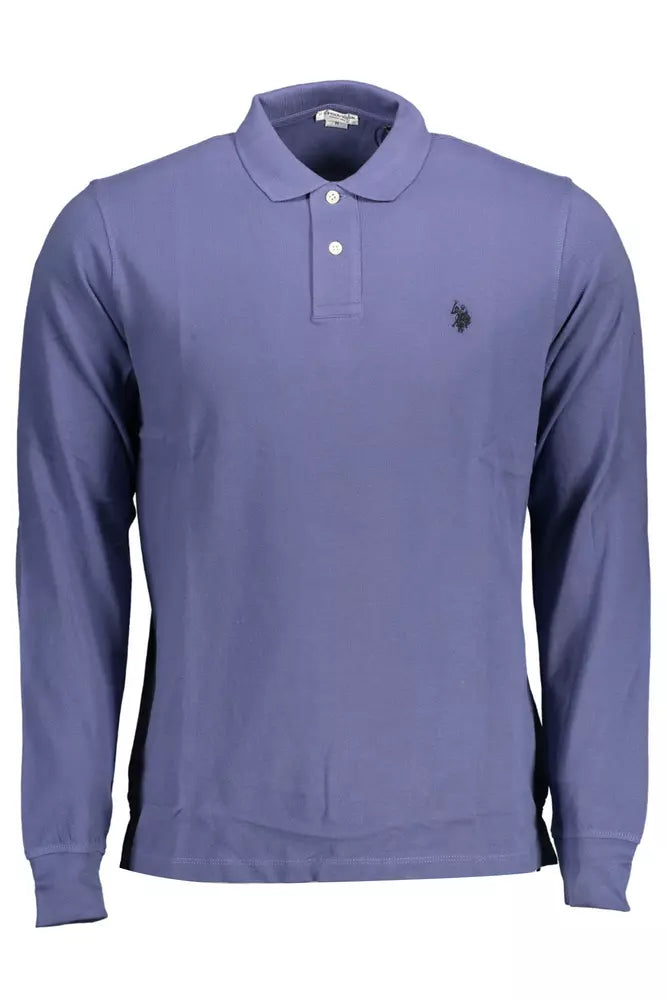 Classic Long-Sleeve Polo in Blue