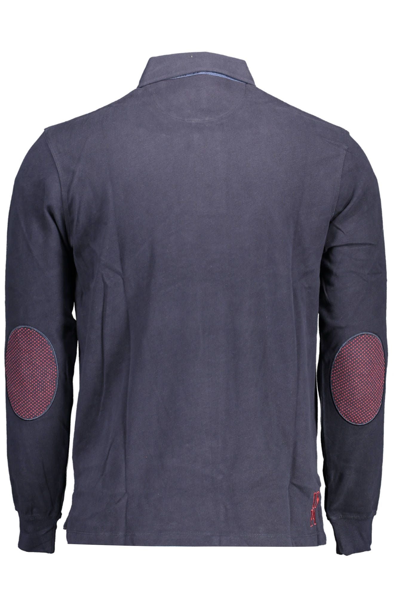 Elegant Long-Sleeve Polo with Contrasting Elbow Patches