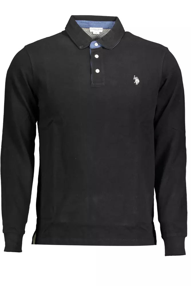 Elegant Long-Sleeve Polo with Contrasting Accents