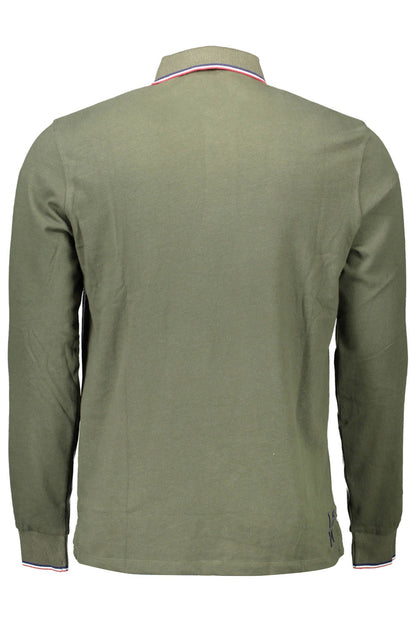 Elegant Long-Sleeved Green Polo Shirt