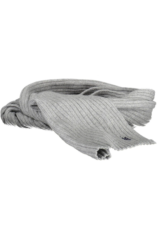 Elegant Gray Wool-Cashmere Blend Scarf